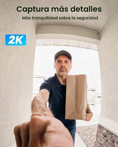 Vista 6 de ieGeek - Cámara de timbre inalámbrica de 2K sin suscripción con ángulo ajustable de 145°, timbre de video inteligente con timbre, detección