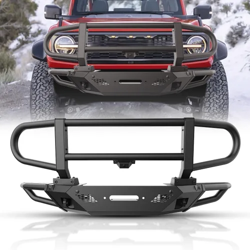 Vista 13 de ROXX Bull Bar - Barra protectora delantera para accesorios Ford Bronco, protector de parachoques delantero, barra atornillable todoterreno 3B.