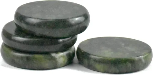 Vista 7 de Juego de 4 piedras de masaje caliente, piedra calentada de jade verde natural para masaje de spa (2.8 x 2.8 in)