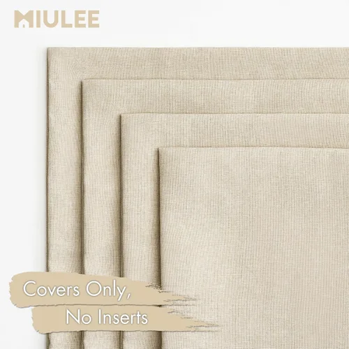 Vista 5 de MIULEE - Paquete de 4 fundas decorativas de cojín para exterior, de lino, impermeables, para jardín, patio, tienda de campaña, balcón, sofá, 16 x 16