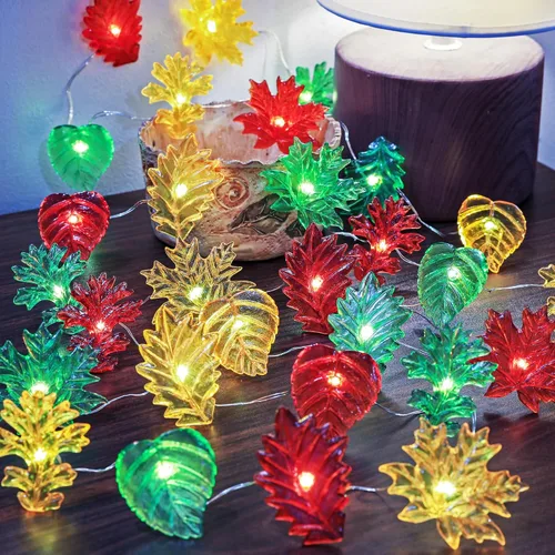 Vista 9 de HXT BARTLETT - Guirnalda de luces de otoño para decoración de otoño, funciona con pilas, 10 pies, 30 LED, interior/exterior, decoración de hojas