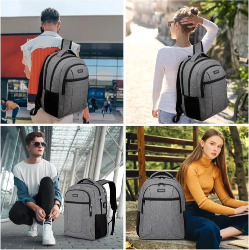 Vista 7 de Mochila de viaje para laptop para hombres y mujeres, mochilas escolares para adolescentes y niñas, mochila resistente al agua para laptop de 15.6