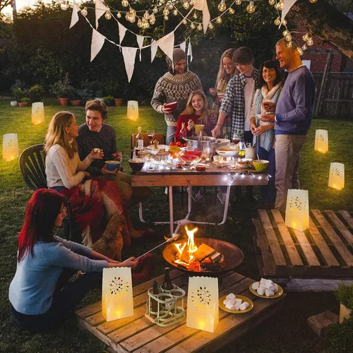 Vista 6 de AceList 30 bolsas luminarias con 30 velas sin llama, velas de té para bodas, cumpleaños, fiestas, decoraciones de Navidad (girasol)