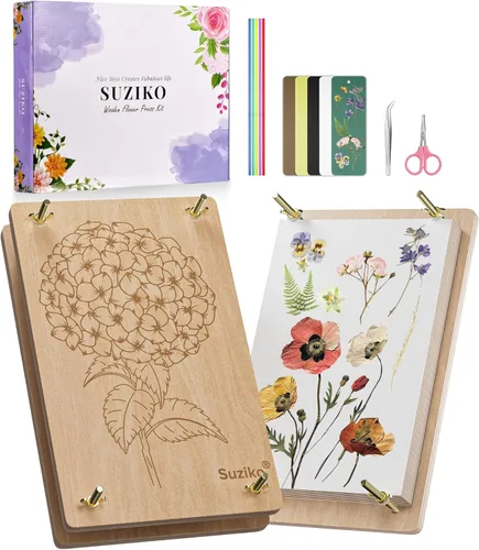 Suziko Kit de prensa de flores grande para adultos y niños, 10.8 x 6.9 pulgadas, kit de preservación de plantas de flores, arte y manualidades para