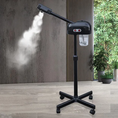 Vista 9 de Vaporizador facial de ozono 2 en 1 con función de niebla caliente, se puede utilizar en casa y salón de belleza, extraer puntos negros, rejuvenecer