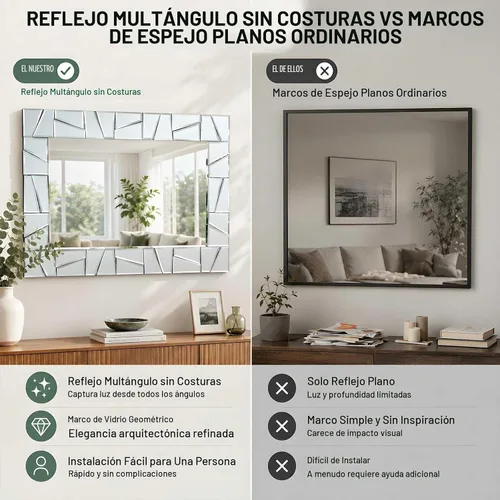 Vista 5 de Chende Espejos decorativos modernos 3D para pared, espejo de sala de estar