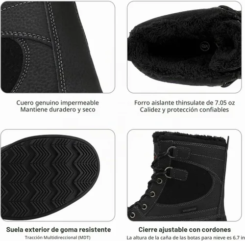 Vista 3 de NORTIV 8 Botas de nieve impermeables de invierno para hombre AVENUE Negro