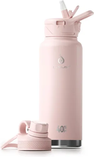 Vista 22 de IDEUS Botella de agua aislada de 12 onzas, botella de agua aislada de acero inoxidable para la escuela, botellas aisladas con pajitas a prueba