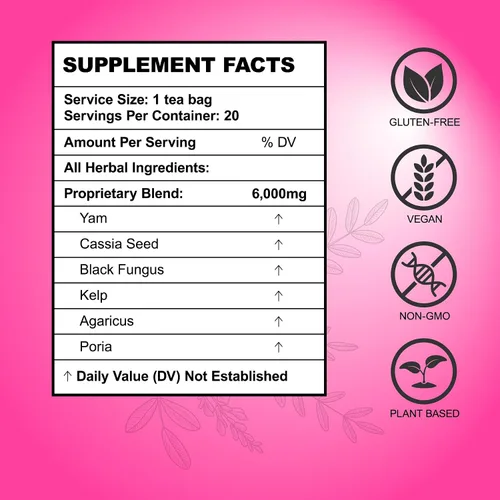 Vista 2 de Hiherbs - Té de fertilidad natural, para mujeres, tratamiento de encogimiento de fibromas, para aumentar la fertilidad, 20 bolsas de té equilibran
