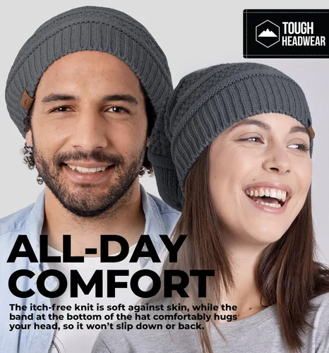 Vista 48 de Slouchy Cable tejido Gorro de lana por Tough Headwear – Gorro de lana de gran tamaño Sombreros Gorros Graves Sombreros Para Hombres y Mujeres