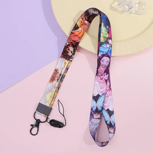 Vista 7 de Demon Anime Tanjiro & Nezuko - Cartera con cordón y llavero, tarjetero para tarjetas de identificación, bolsa con cordón, funda para el cuello