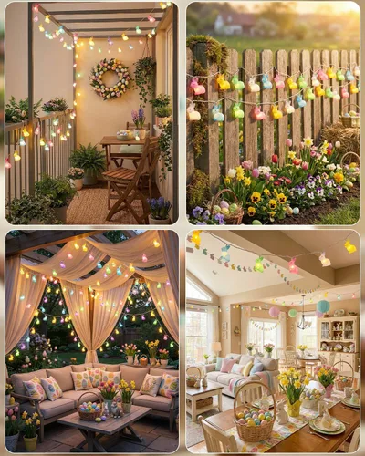 Vista 7 de SUNSGNE Luces de Cadena Lindas de Conejo de Pascua, 2.6m Luces de Hadas de Conejo de Pascua con 10 Luces de Conejo Multicolor para Decoración