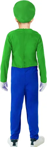 Vista 6 de SALACOOL Mario Costume for Kids-Halloween Plumber Costume for Boys with Accessory