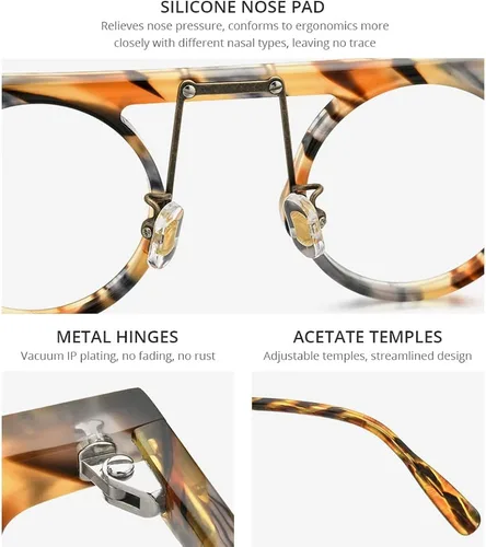 Vista 3 de HEPIDEM Marco de gafas de acetato para hombre gafas redondas retro para mujer gafas ópticas