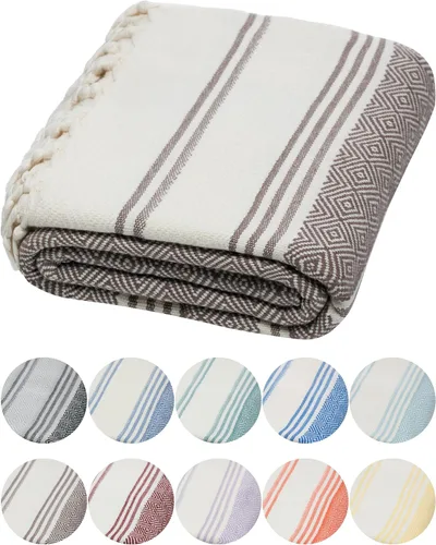 Vista 33 de DEMMEX Organic Diamond - Toalla turca de baño y playa 100% algodón turco certificado Oeko-TEX, ultra suave, de secado rápido, ligera, compacta