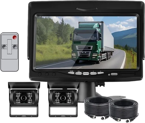 Vista 2 de 7inch HD LCD Color TFT Rear View Monitor 800 * 480 Vehicle IR LED Back Up Reverse Camera + 4-pin Connector Compatible For Bus Truck RV(1023-1CAM)