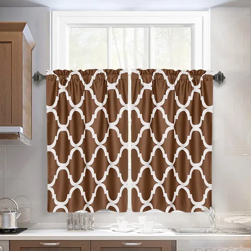 Vista 35 de Melodieux - Cortinas de bolsillo de moda marroquí para cocina, cafetería o baño, pequeñas ventanas