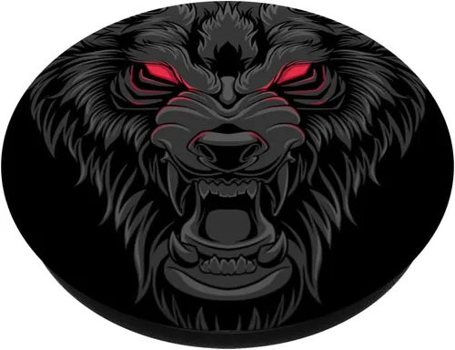 Vista 2 de Viking Fenrir - Monstruoso Lobo Mitología Nórdica Símbolo PopSockets intercambiables PopGrip