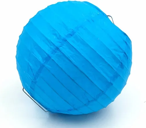 Vista 3 de Linterna de papel plegable reutilizable, estilo chino/japonés, cubierta decorativa para lámpara colgante (azul, 10 unidades de tamaños surtidos)