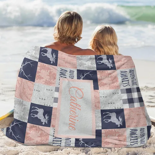 Vista 5 de Manta personalizada con nombre, manta de bebé personalizada para niños y niñas, manta personalizada con nombre para niños y adultos, manta de bosque