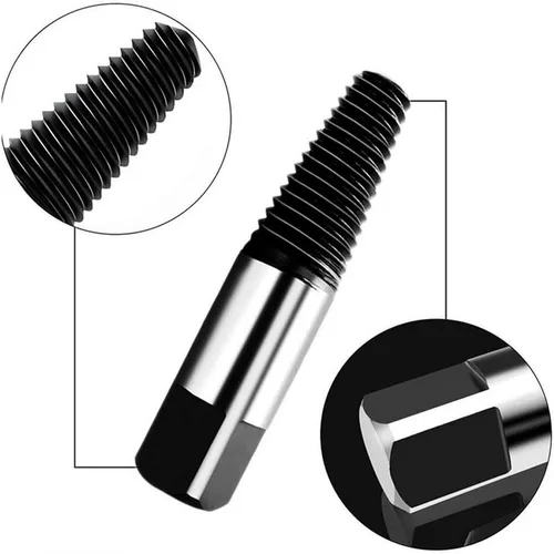 Vista 6 de Rongon Juego de 8 extractores de tornillos, kit de extractor de pernos pelados, de acero al carbono, para quitar fácilmente pernos rotos, tornillos