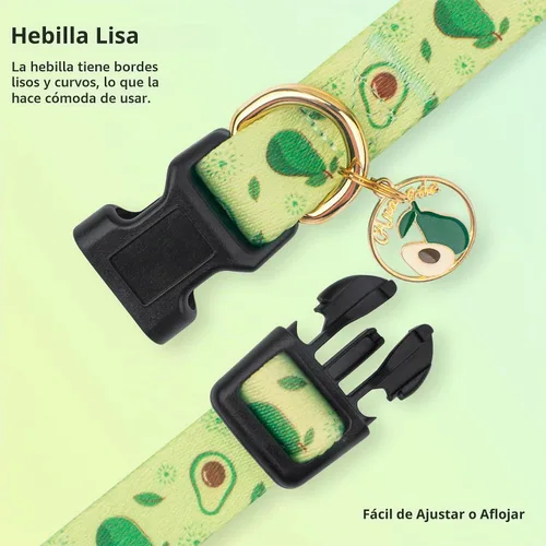 Vista 2 de Collar de perro hecho a mano para perros pequeños, medianos y grandes, verde aguacate con colgante, collares de moda para otoño e invierno (pequeño)