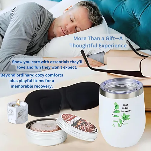Vista 4 de Regalos para hombres y mujeres, paquete de cestas de regalo BluQbt Care para recuperación de cirugía de quimioterapia para amigos enfermos, muestra