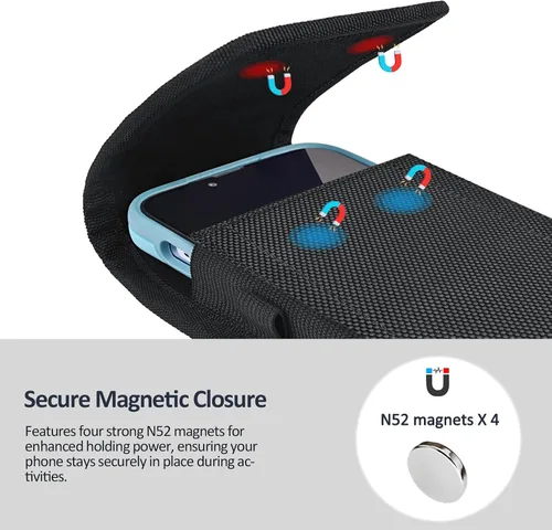 Vista 3 de ACCKUO Funda de teléfono para cinturón con clip de metal y cierre magnético compatible con iPhone 16/15/14/13/12 Pro y Non-Pro, Galaxy S25 S24 S23