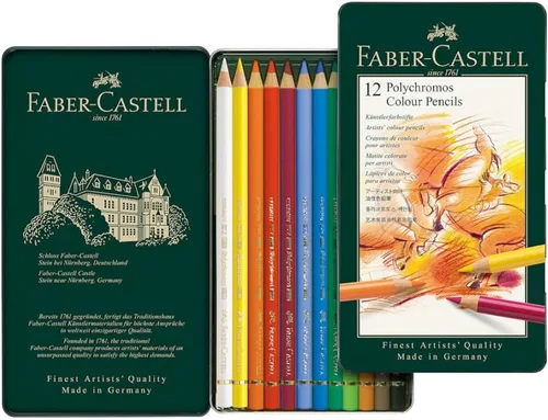 Vista 3 de Faber-Castell Art & Graphic Polychromos Lápiz de Color, Multicolor, Caja de 12, Para Arte, Manualidades, Dibujo, Boceto, Hogar, Escuela