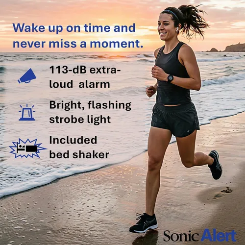 Vista 5 de Sonic Blast Bluetooth Speaker Projection Alarm Clock with Bed Shaker Negro