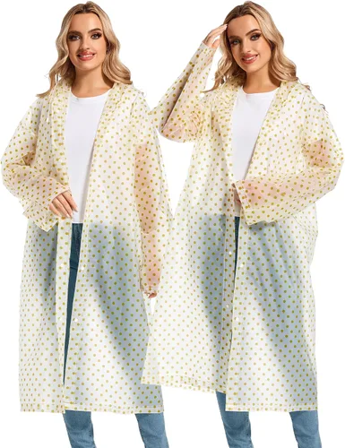 Vista 95 de 2 abrigos de lluvia de Borogo para adultos, chaquetas de lluvia reutilizables para hombres y mujeres