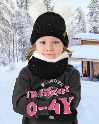 Vista 6 de Toddler Kids Winter Hats Gloves Scarfs Beanie Mittens Neck Warmer for 0 6 12 Months 1 2 3 4-8 Year Old Baby Girls Boys Gifts