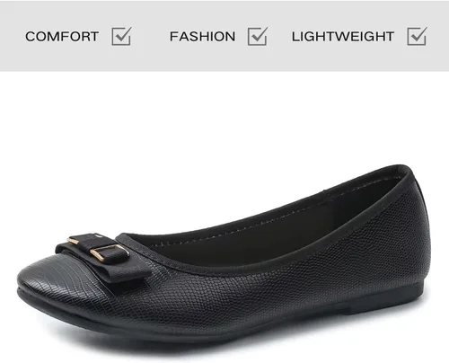 Vista 2 de Samilor Zapatos bajos y elegantes con lazo y puntera redonda para mujer, cómodos y sin cordones