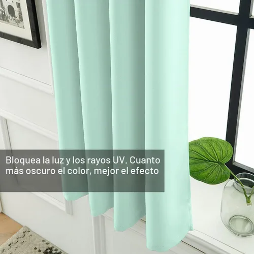 Vista 4 de LA PALMA Cortinas opacas con aislamiento térmico y ojales, para sala de estar, dormitorio, paquete de 2 paneles