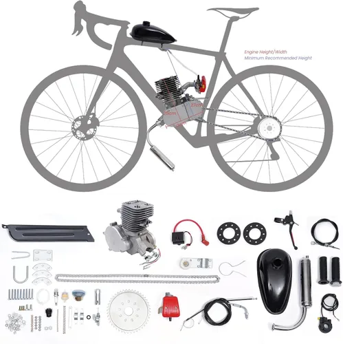 Vista 2 de Kit de motor de bicicleta de 100 cc, kit de motor de bicicleta de 2 tiempos, kit de conversión de motor de gasolina a gas, kit de bicicleta
