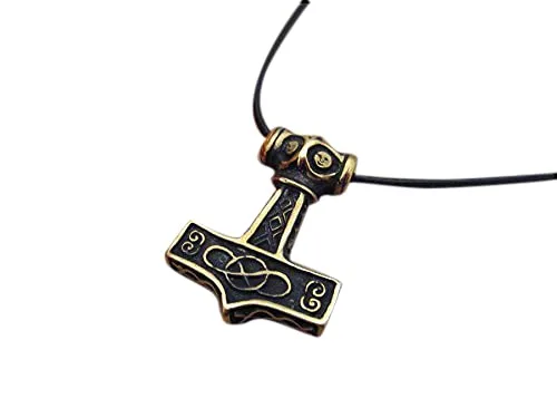 Vista 7 de Thors Hammer Necklace Pendant - Mjölnir Viking Norse Thor Hammer Pendant Viking Jewelry - Thor Necklace - Thor Gifts for Men - Viking Necklace for