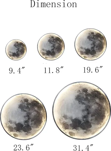 Vista 9 de Aplique de pared de luna regulable, lámpara de pared enchufable para mesita de noche, moderna iluminación LED montada en la pared para sala