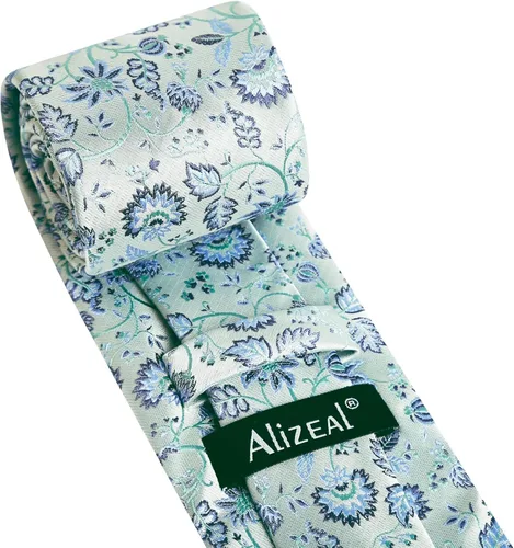 Vista 155 de Alizeal Mens 3.15inches Leaf Flower Pattern Tie with Floral Pocket Square Set