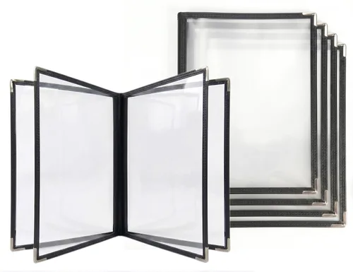 Vista 9 de 2 piezas de fundas de menú de 8.5 x 11 pulgadas, soporte para menú de restaurante, 4 páginas, 8 vistas, funda transparente de menú, se adapta a