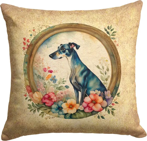 Vista 133 de Caroline's Treasures DAC2072PW1414 Affenpinscher and Flowers - Almohada decorativa de tela, lavable a máquina, para interiores y exteriores