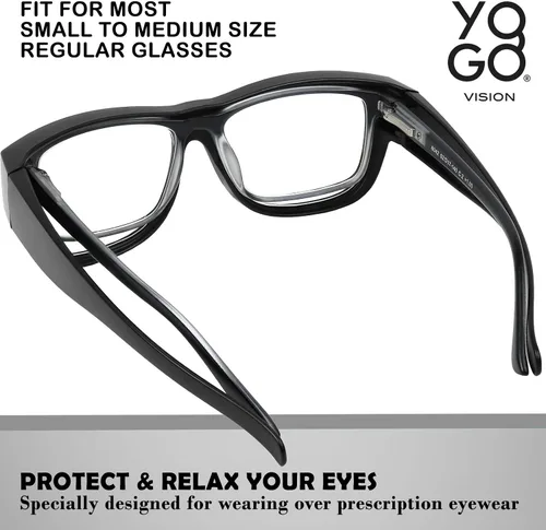 Vista 2 de Yogo Vision Fit Over Blue Light Blocking Glasses and Computer Eyewear Wear Over Your Eyeglasses and Readers