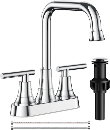 Vista 26 de FORIOUS Juego central de grifos de baño negros y dorados, grifo comercial Negro y dorado
