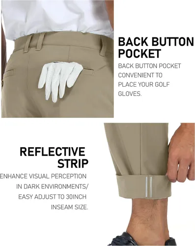 Vista 3 de SPECIALMAGIC Pantalones de golf elásticos para hombre, vestido de ajuste relajado, impermeable, casual, de secado rápido, pantalones de trabajo