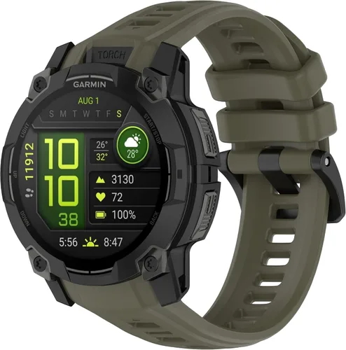Vista 8 de Correas de Repuesto para Relojes Garmin Instinct, Correa de Silicona Suave Compatible con Garmin Instinct 2/Solar/Tactical Verde militar
