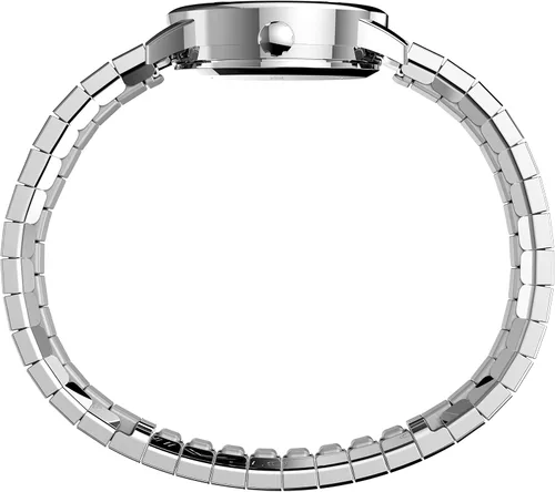 Vista 2 de Timex Easy Reader - Reloj de ajuste perfecto para mujer de 0984in caja plateada esfera negra con correa de expansión plateada PlateadoNegro