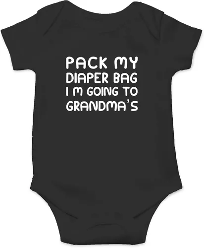 Vista 9 de CBTwear Pack My Diaper Bag, I'm Going To Grandma's House Baby Bodysuit - Linda ropa unisex para recién nacido