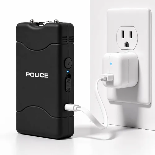 Vista 7 de POLICE Stun Gun para Autodefensa 800 Mini Linterna LED Recargable Negro