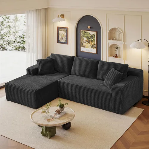 Vista 15 de Sofás seccionales de 105" para sala de estar, sofá cloud con forma de L tapizado, sofás modulares sin estructura rígida, sofá seccional moderno