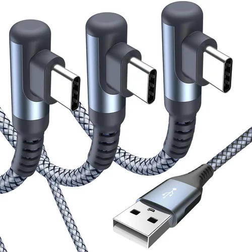 Vista 14 de sweguard Cable de carga USB tipo C en ángulo recto [2 unidades, 1.5 pies] 3.1A cable trenzado de nailon para iPhone 17, 16, 15 Pro Max Plus, iPhone