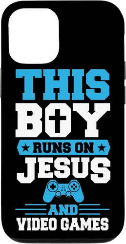 Vista 28 de This Boy Runs On Jesus and Video Games Christian Gamer Case for iPhone 17